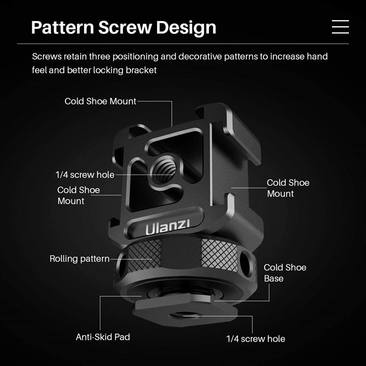 Ulanzi ホットシューカメラマウントアダプター | アルミ製 角度調節可 拡張可能 | PT-12